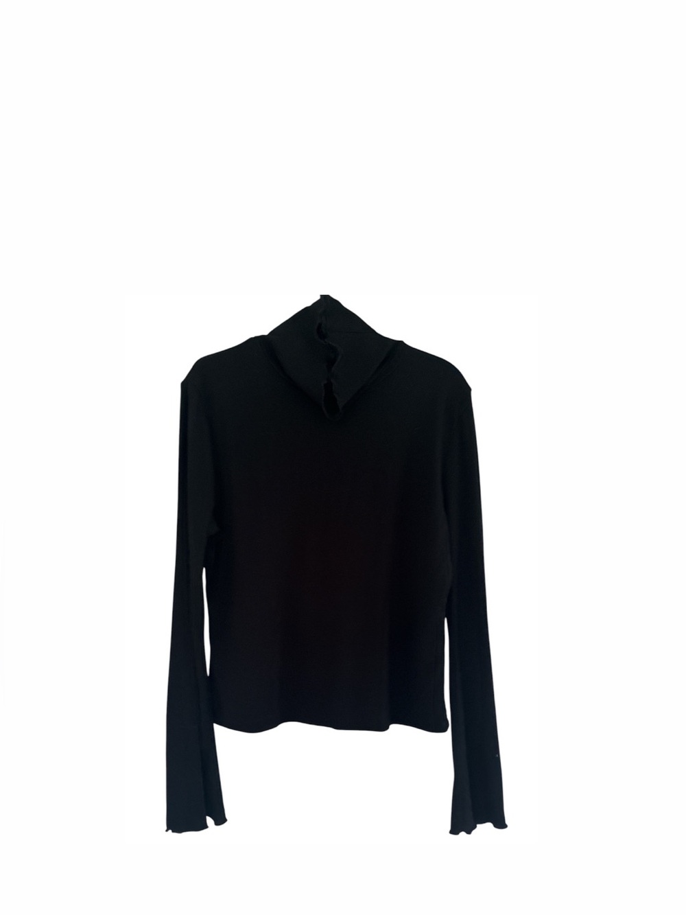 SHEIN curve 1X Lettuce-Edge Turtleneck Black Long Sleeve Top